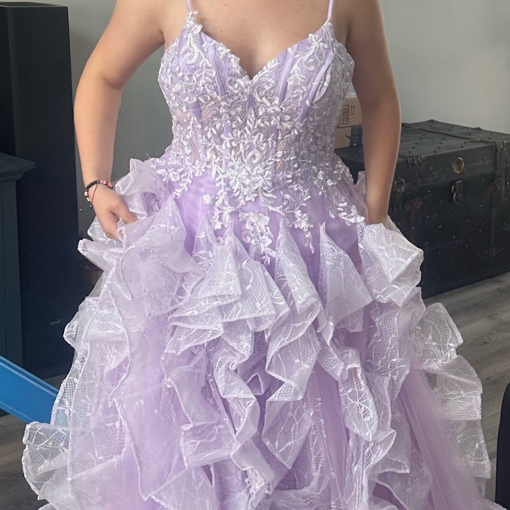 Source Unknown Lavender Lace Prom Dress
